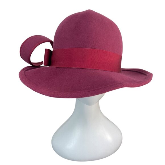 Vintage Kurt Jr. By Tom Hann Pink Wool Hat With Ribbon & Bow Accent main image 9
